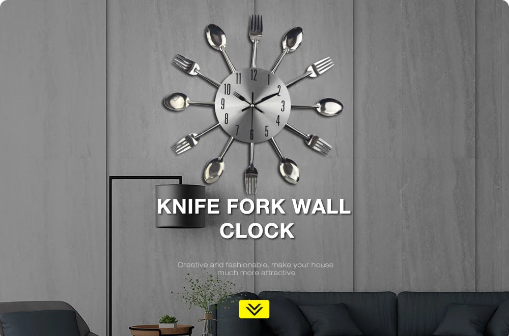 Kitchen Wall Clock Spoon Fork
