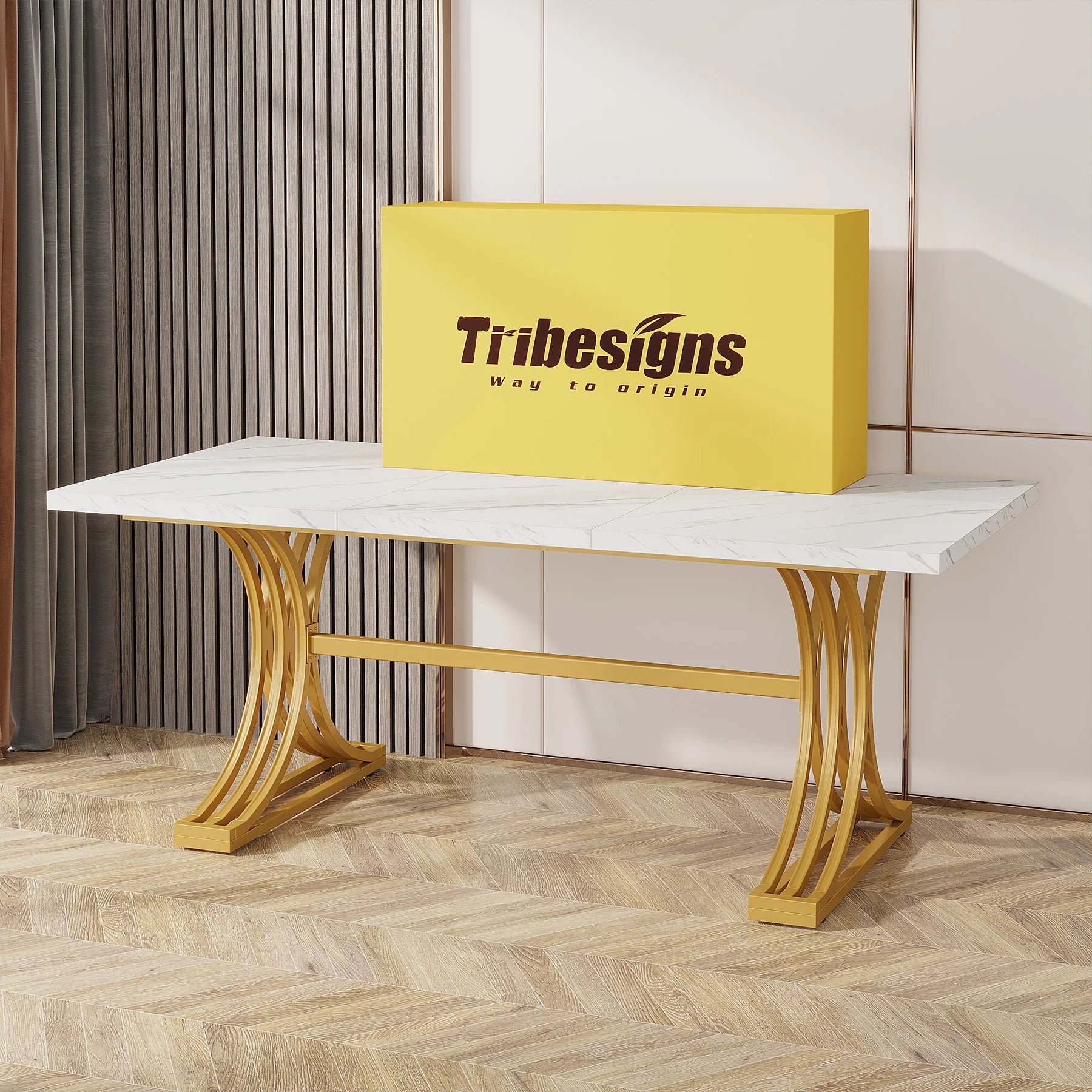 Dining Table with Faux Marble Table Top