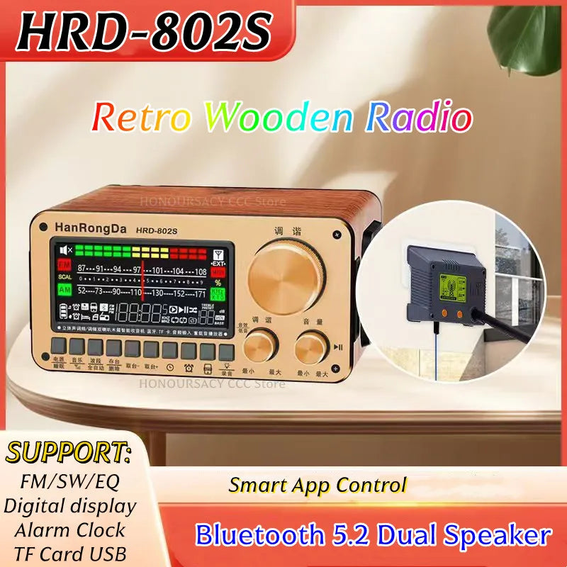 FM SW Radios Bluetooth 5.2 Dual Speaker Digital display Alarm Clock