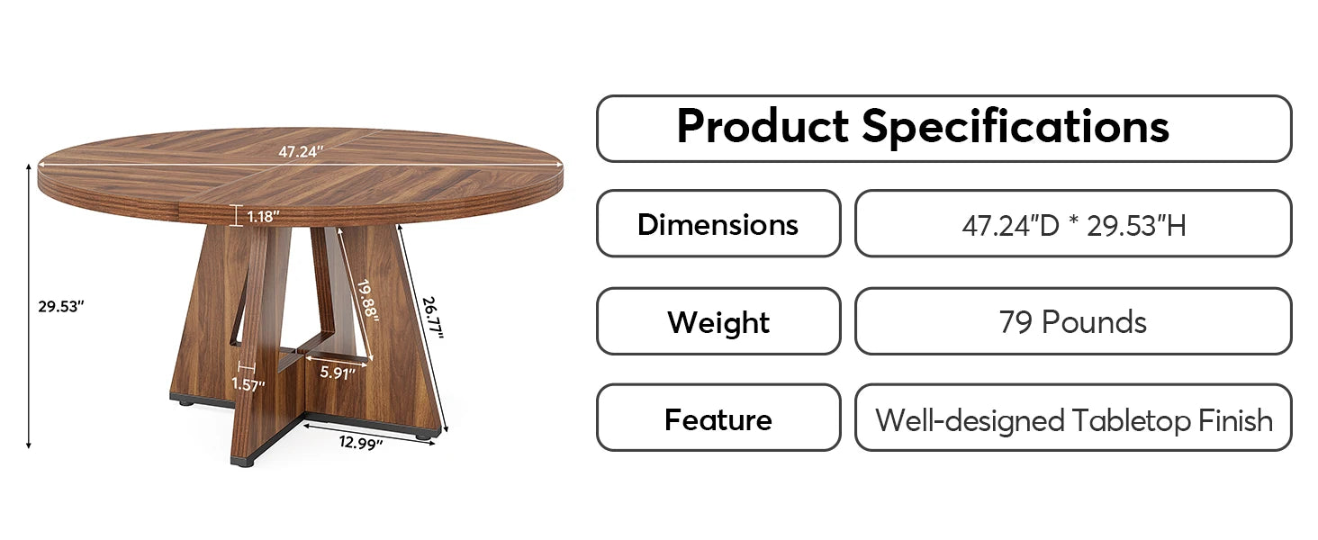 Round Dining Table for 4,