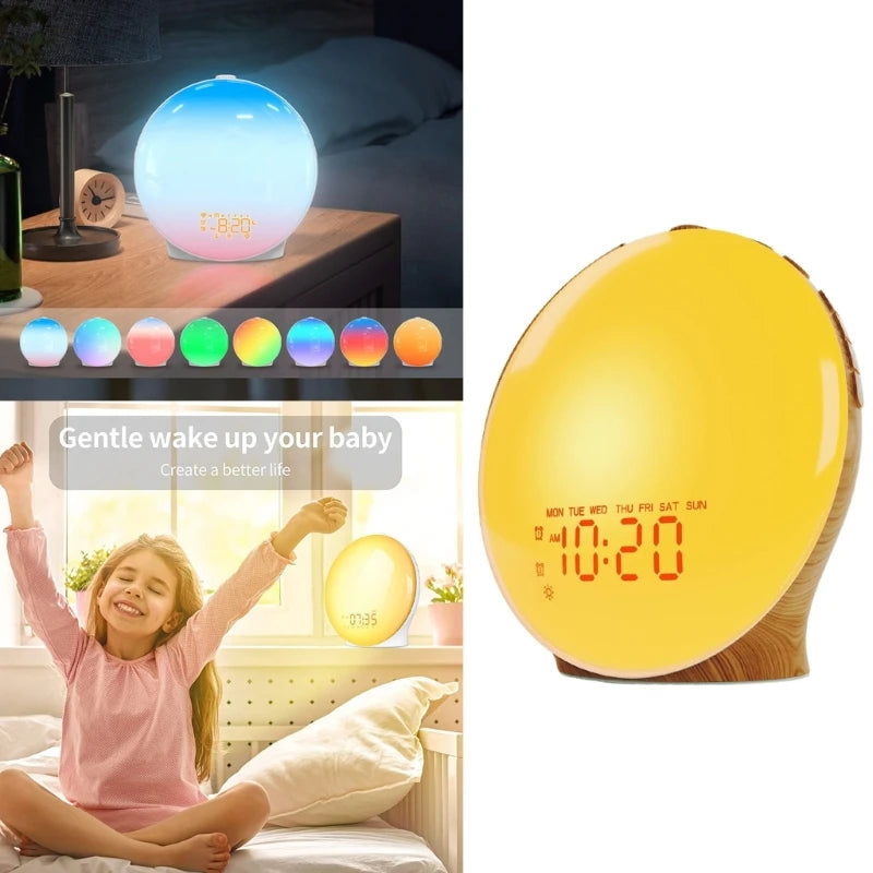 Wake Up Light with Wood Grain Alarm Clock