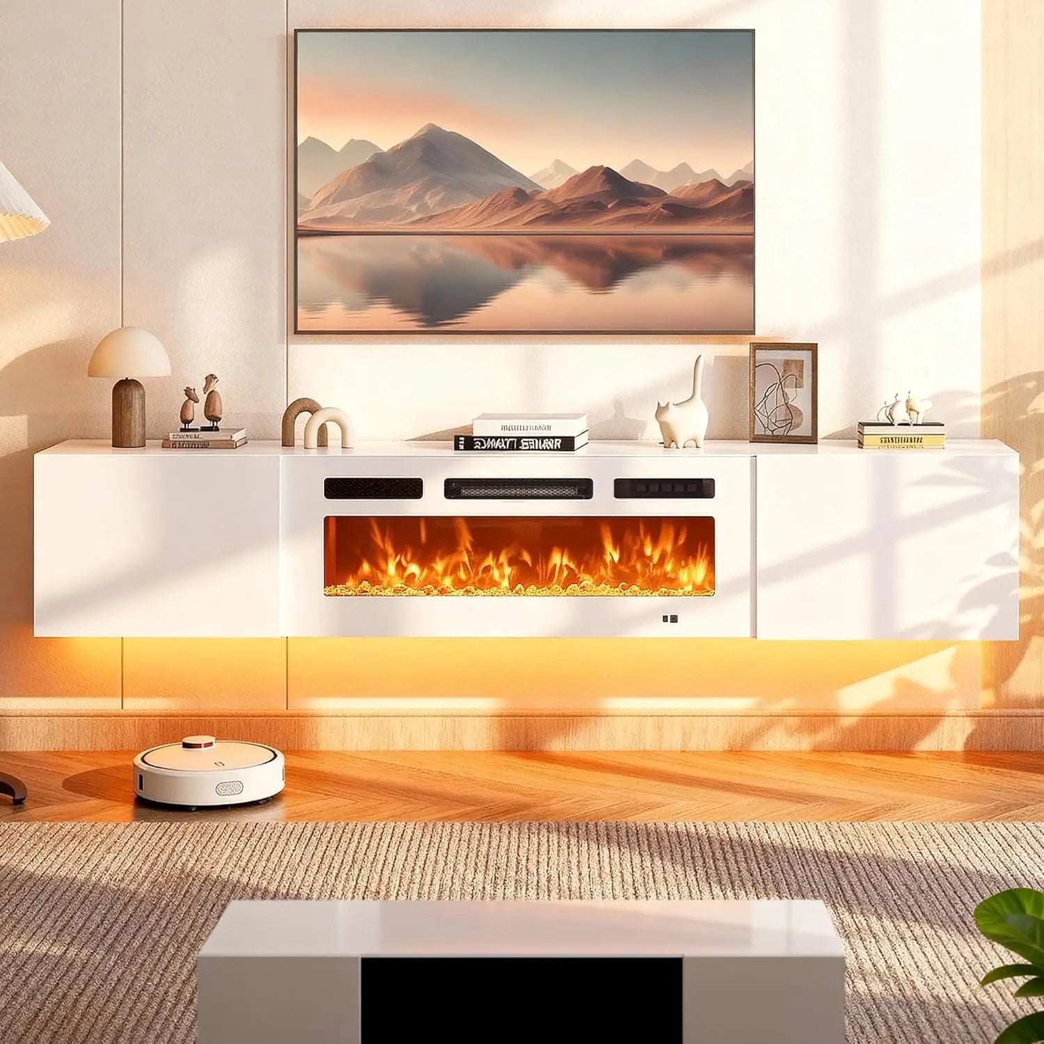 70'' Floating TV  Electric Fireplace