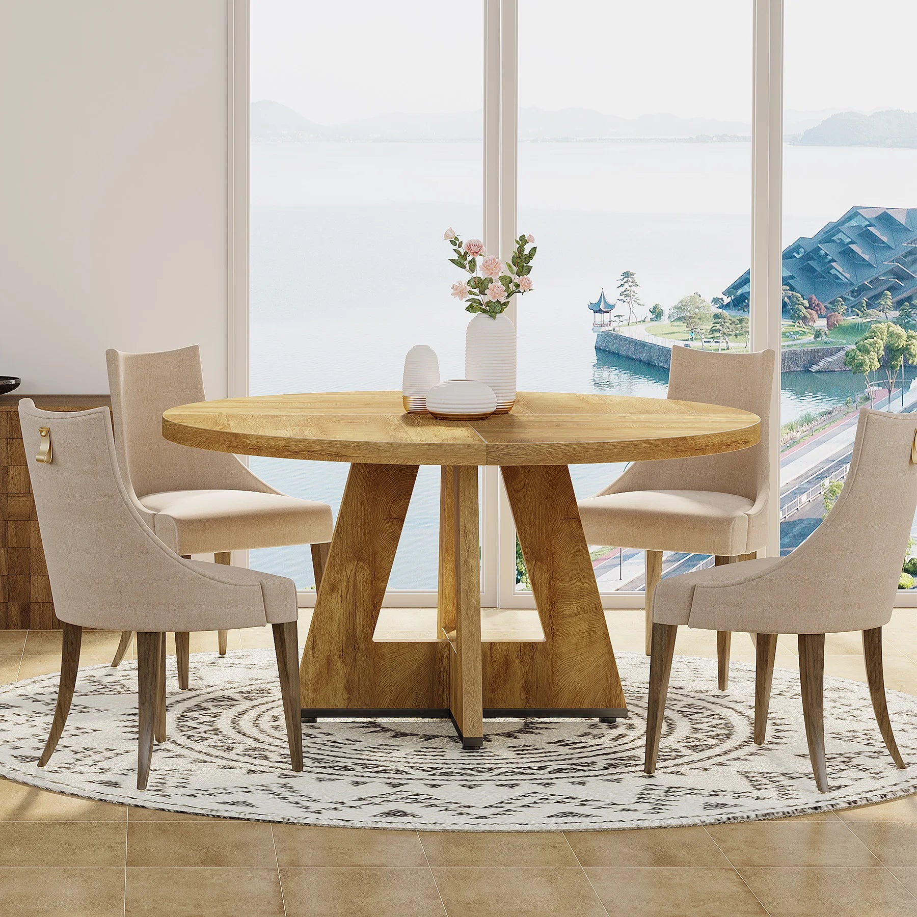 Round Dining Table for 4,