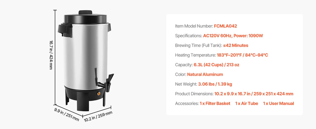 SucceBuy Commercial Coffee Urn Hot Beverage Dispenser with Dripless Faucet Quick-Brewing Coffee Maker for Catering, Party