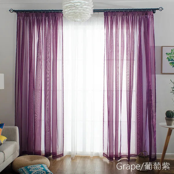 Solid Color Voile Sheer Tulle Curtains