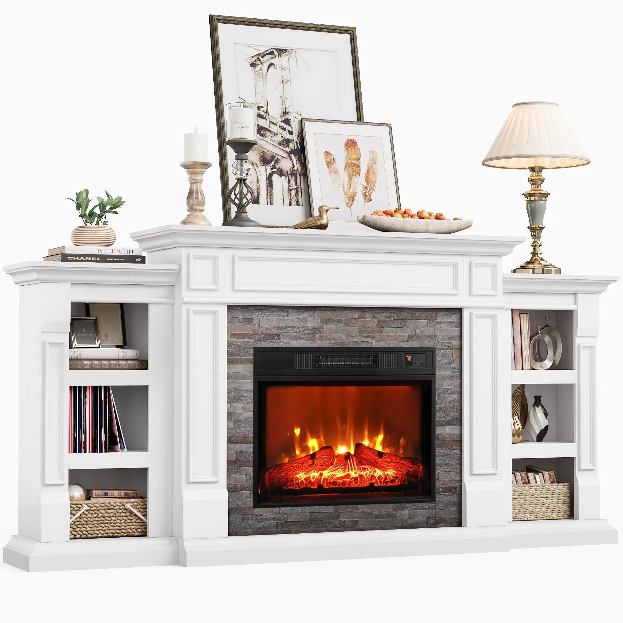 Electric Fireplace with Mantel