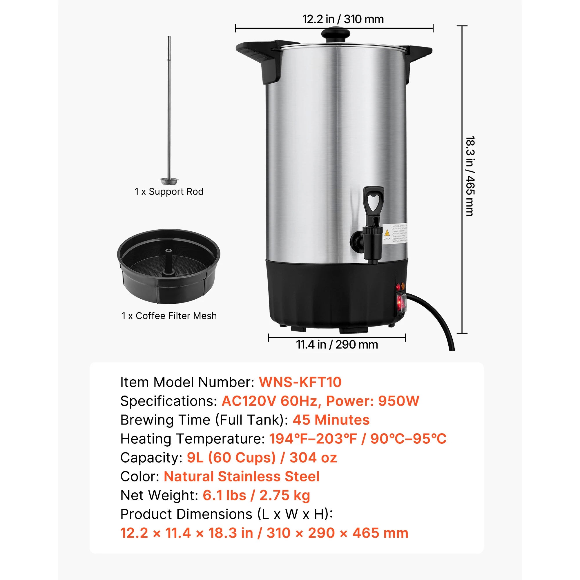 SucceBuy Commercial Coffee Urn Hot Beverage Dispenser with Dripless Faucet Quick-Brewing Coffee Maker for Catering, Party