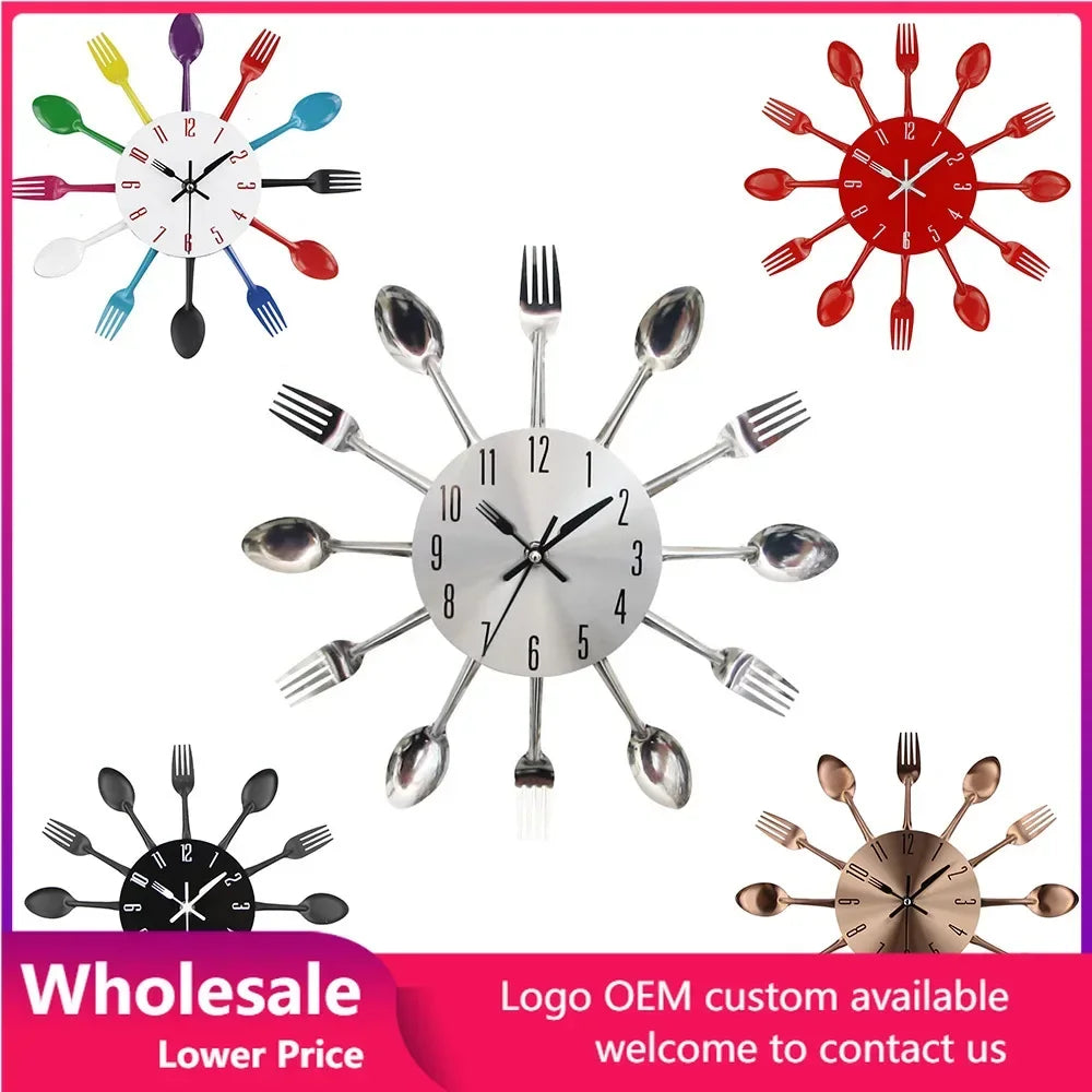 Kitchen Wall Clock Spoon Fork