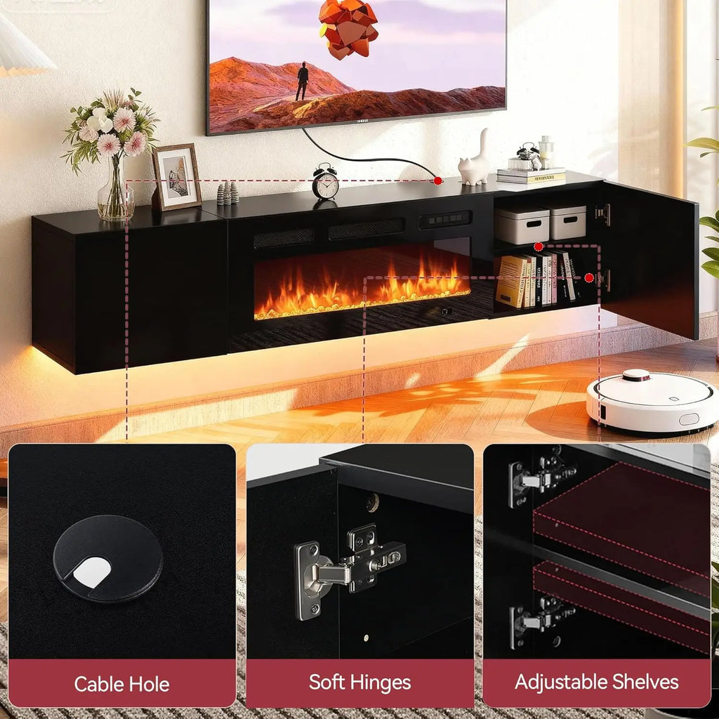 70'' Floating TV  Electric Fireplace