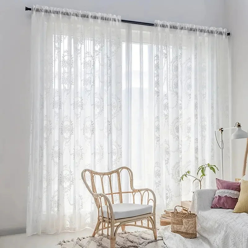 Classic Embroidered Woven Lace Window Sheer