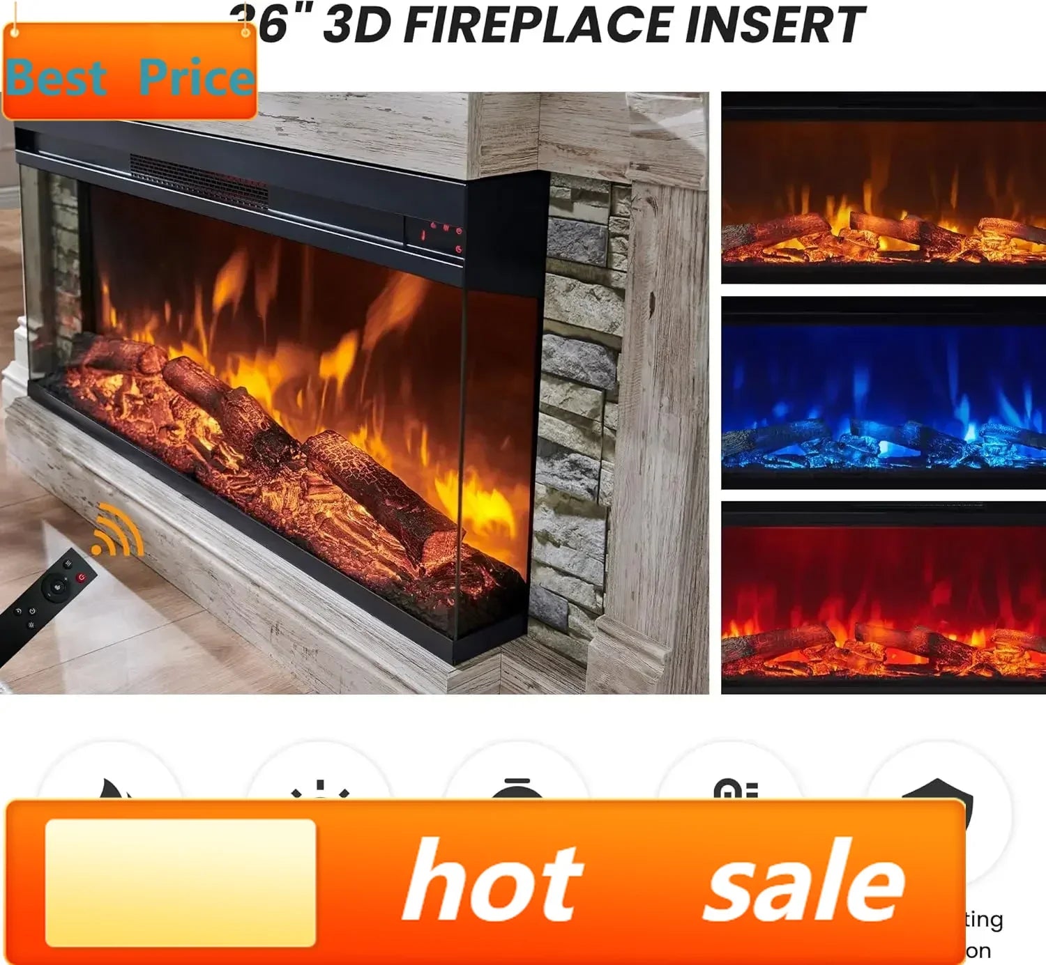 Electric Fireplace with Mantel TV Stand Heater
