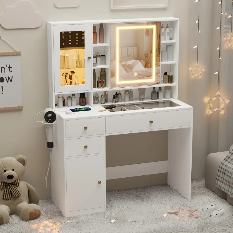 Makeup Vanity Desk with Mirror and Lights