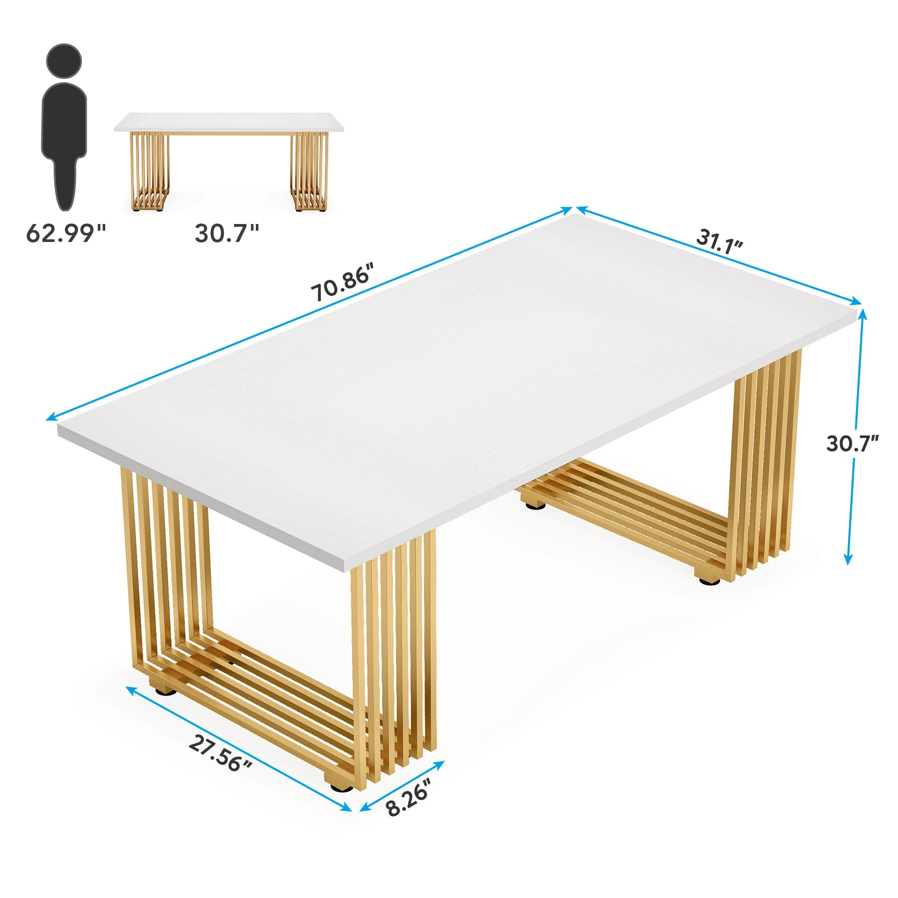 Dining Table with Faux Marble Table Top