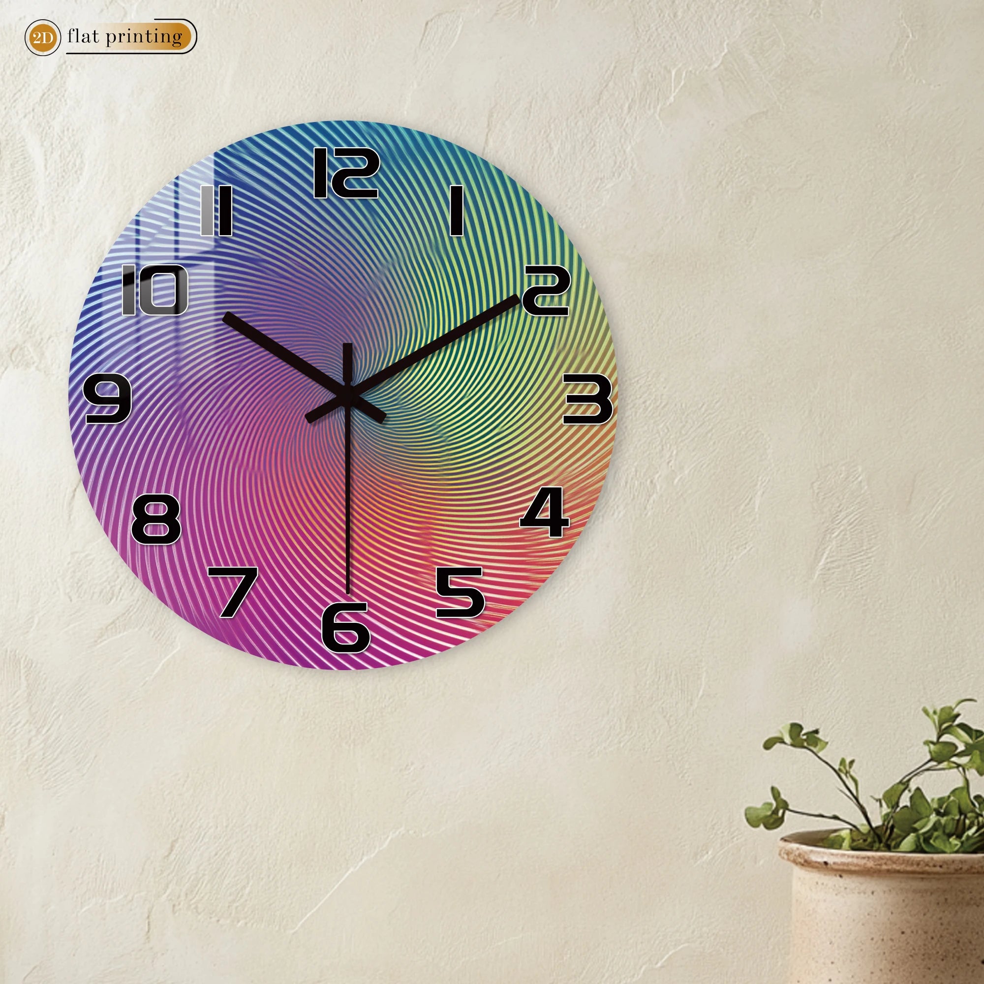 Vibrant Abstract Spiral Pattern Wall Clock, Silent Quartz Movement, Modern Home Office Decorative Timepiece with Bold Numbers