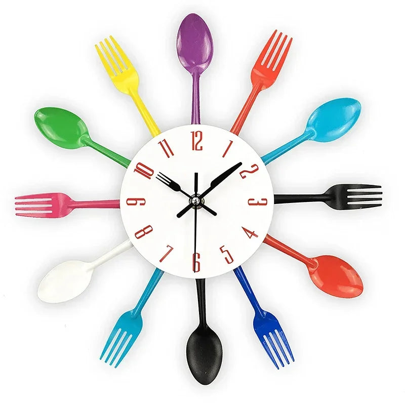 Kitchen Wall Clock Spoon Fork