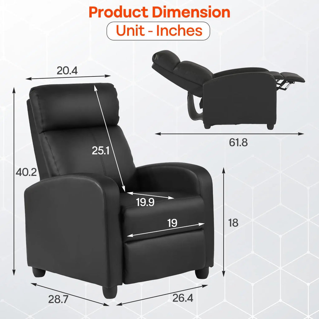 Massage Recliner with  Black Leather