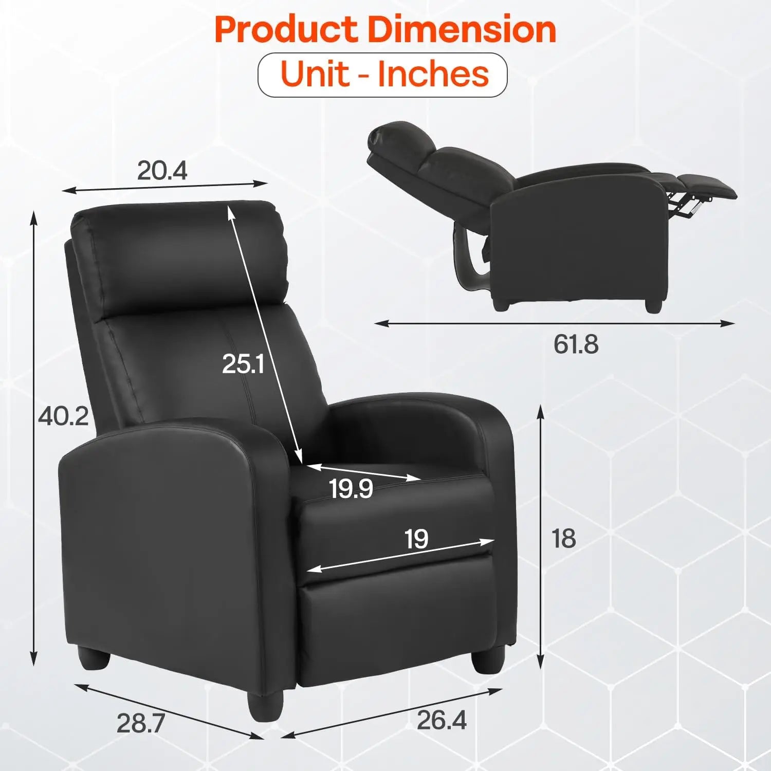 Massage Recliner with  Black Leather