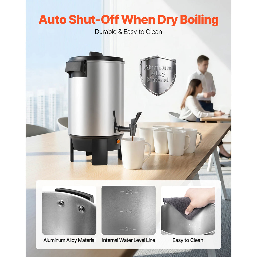SucceBuy Commercial Coffee Urn Hot Beverage Dispenser with Dripless Faucet Quick-Brewing Coffee Maker for Catering, Party