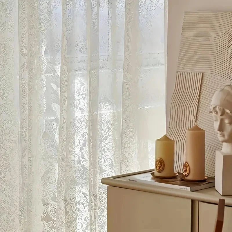 Classic Embroidered Woven Lace Window Sheer