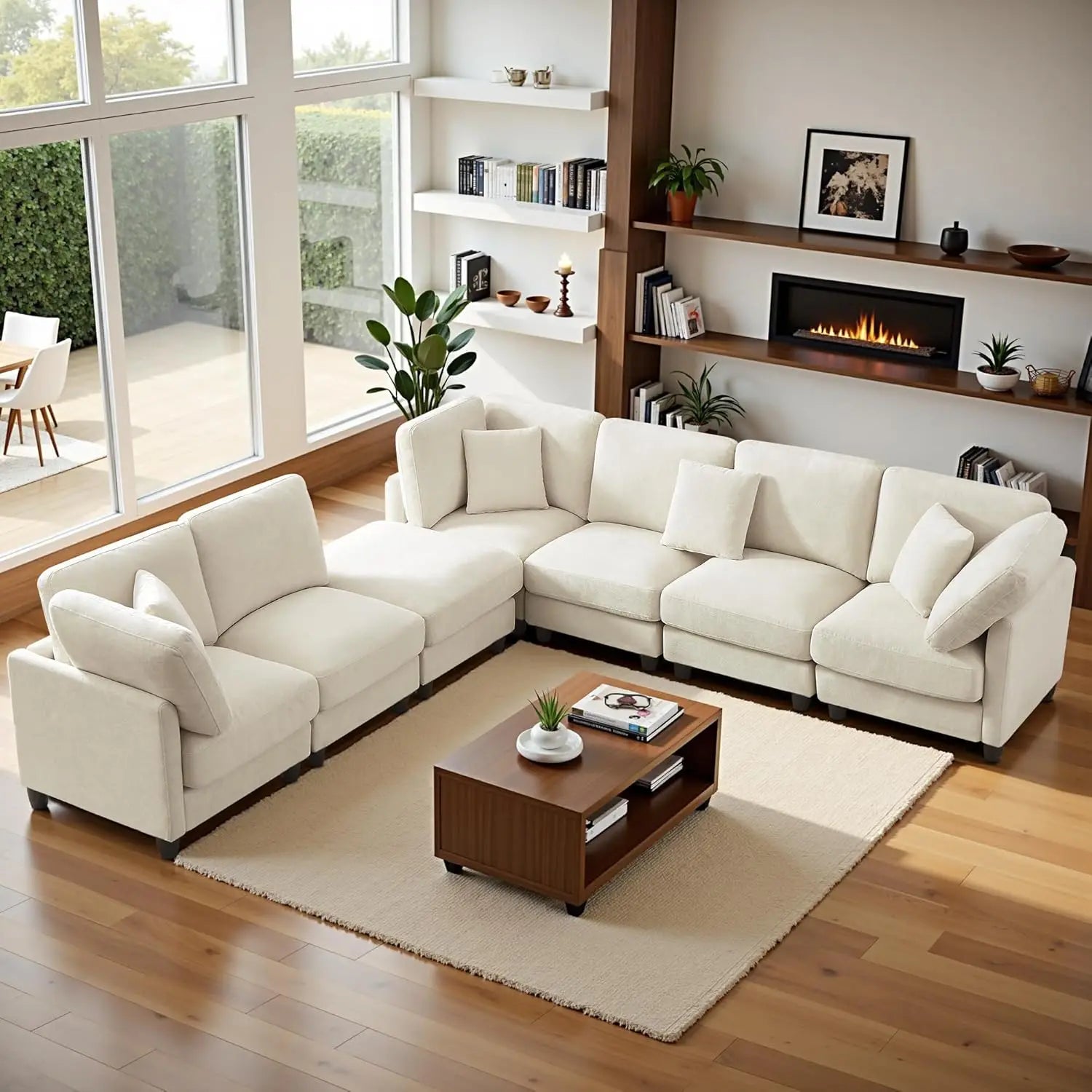 121" 7-Seater Modular Sectional Sofa Chenille