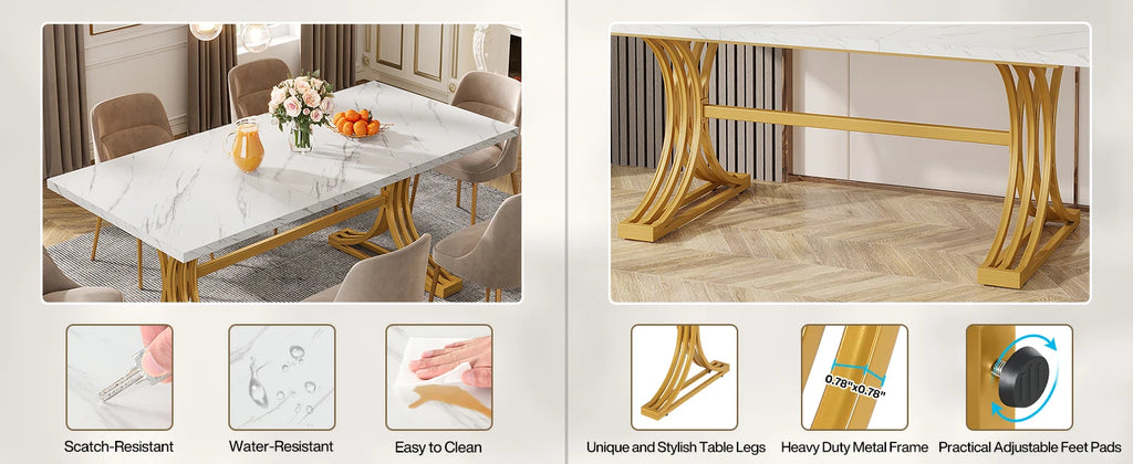 Dining Table with Faux Marble Table Top