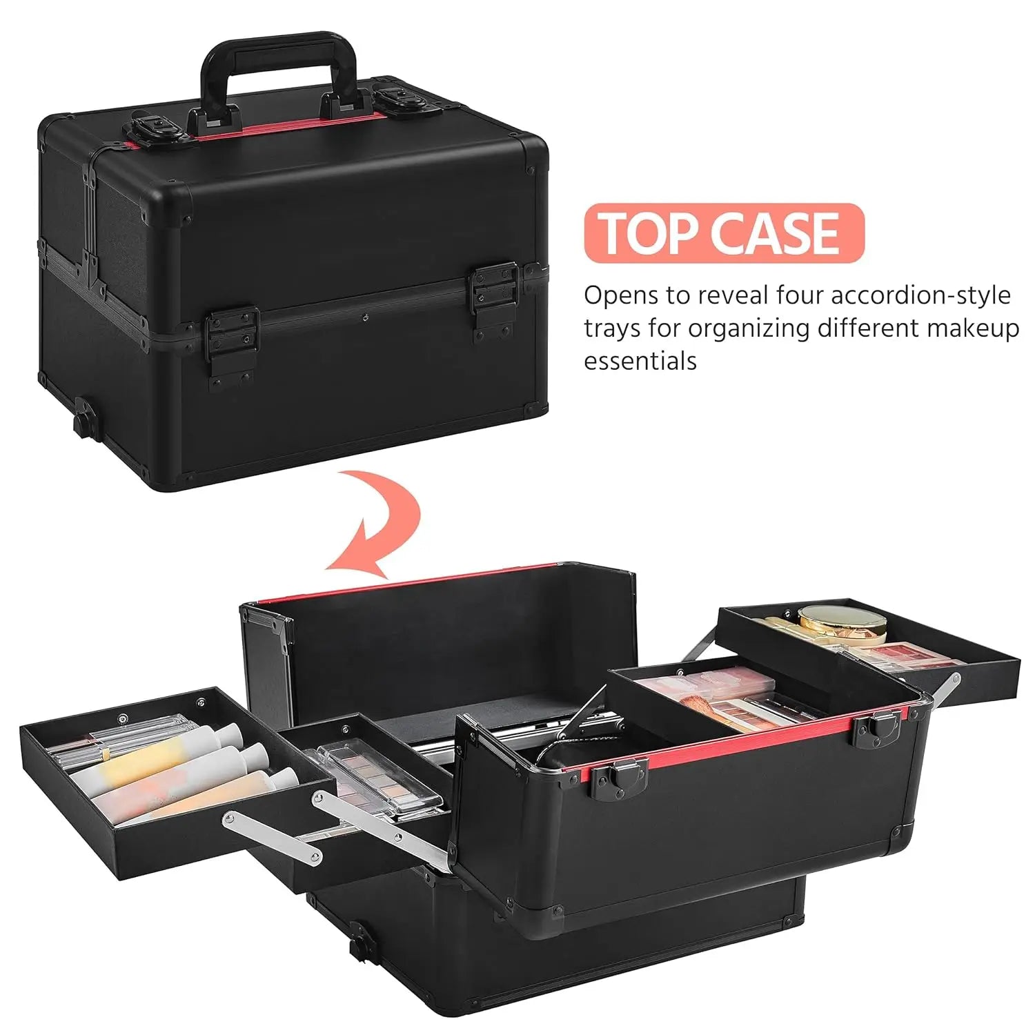 Professional 4-in-1 Rolling Makeup Case