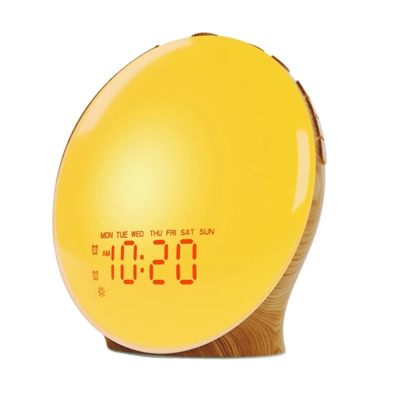 Wake Up Light with Wood Grain Alarm Clock