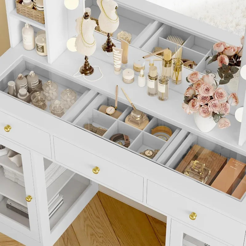 Makeup Vanity Desk with Mirror and Lights