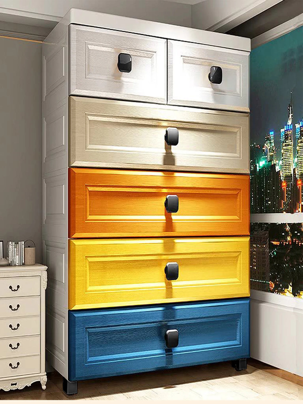 Storage Cabinet with Drawers with Wheels