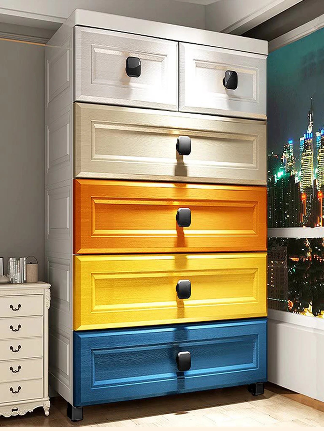 Storage Cabinet with Drawers with Wheels