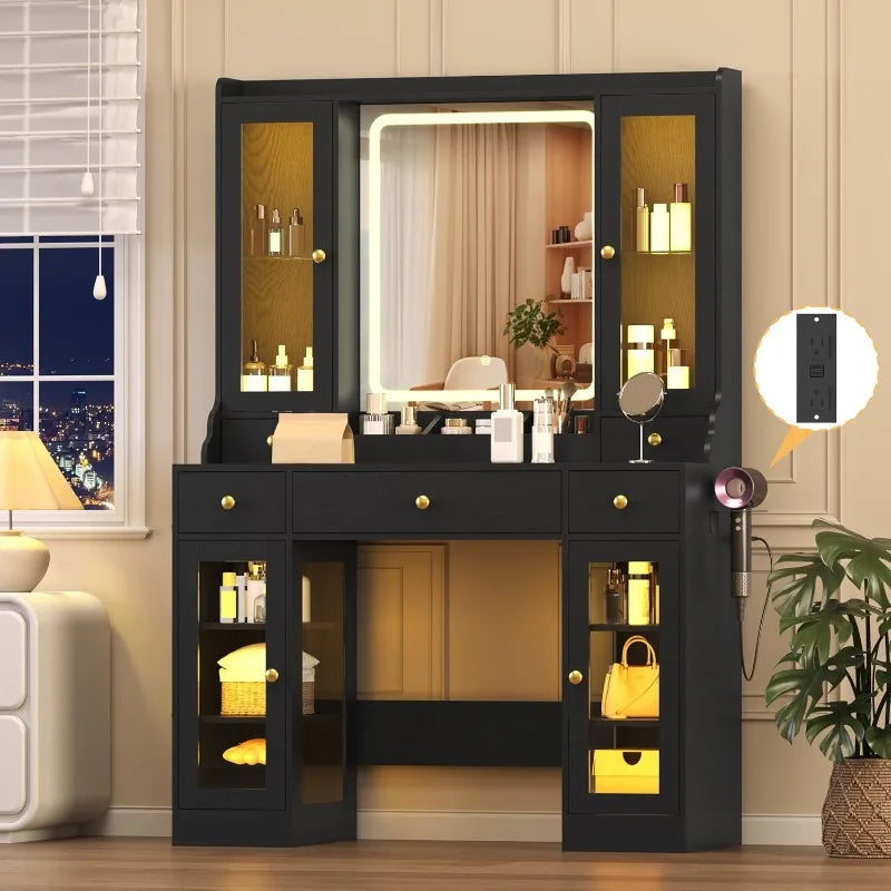 Makeup Vanity Desk with Mirror and Lights