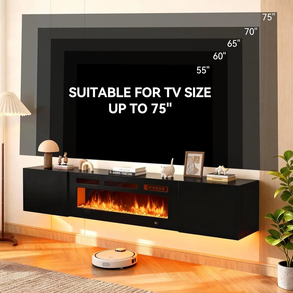 70'' Floating TV  Electric Fireplace