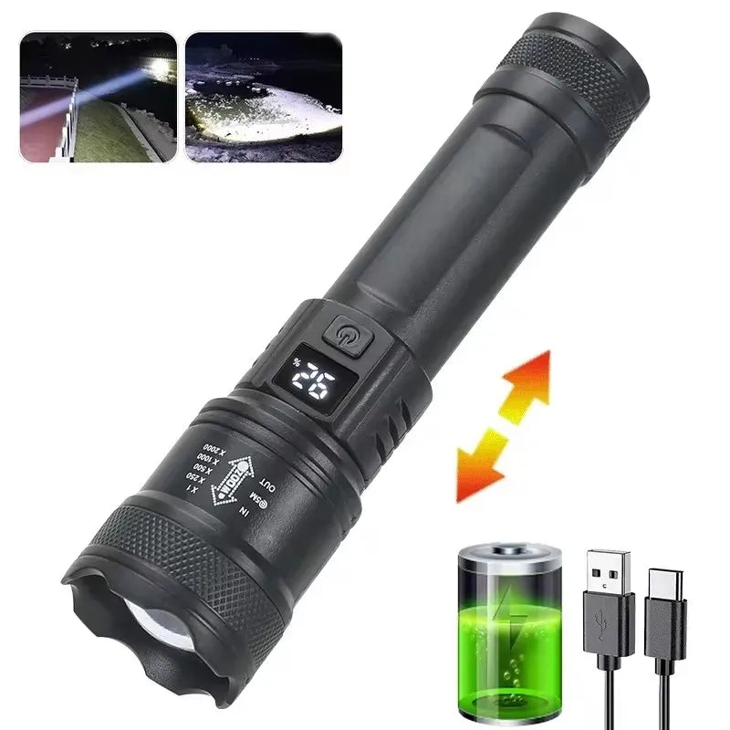 1600000 Super Bright Flashlight Rechargeable Waterproof