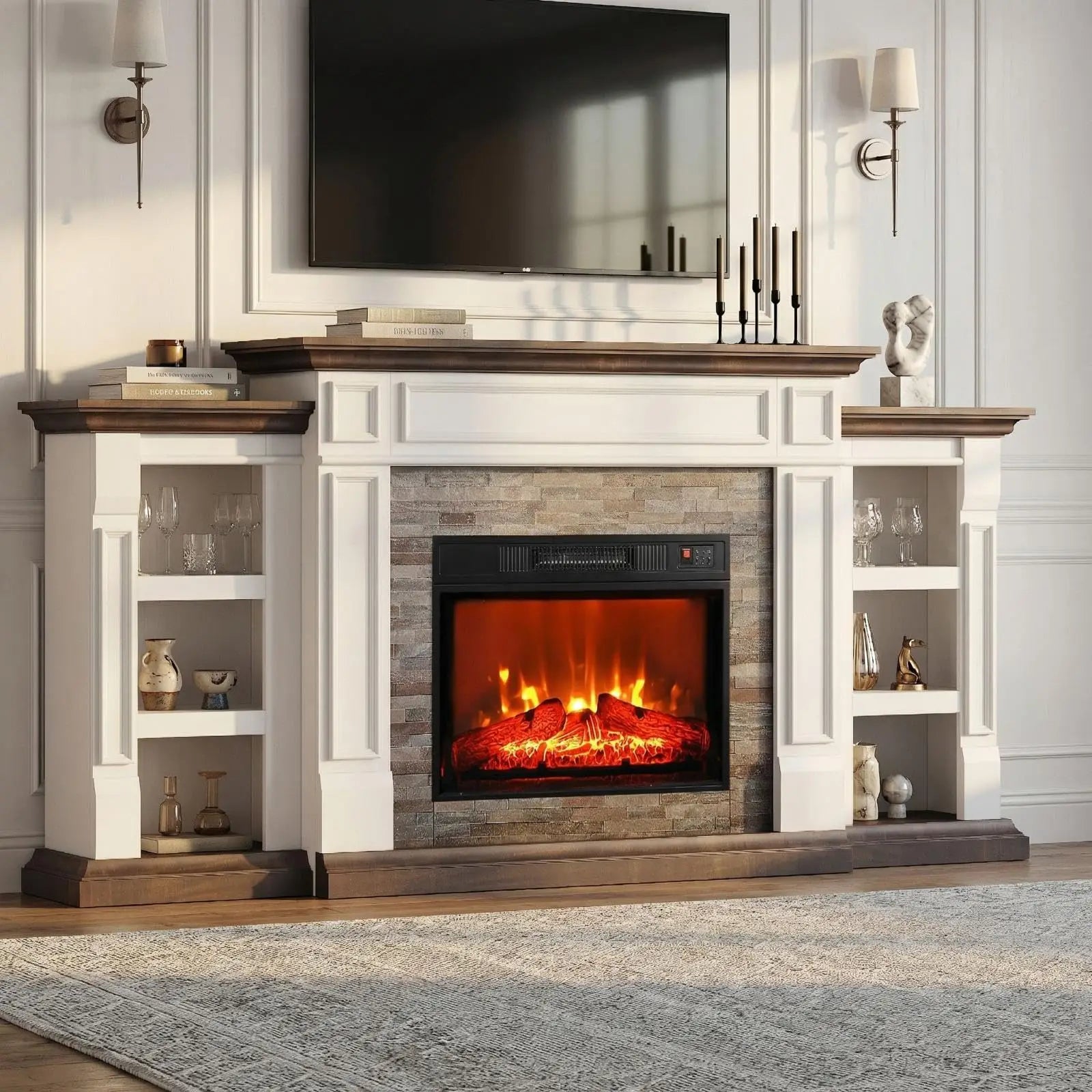 Electric Fireplace with Mantel