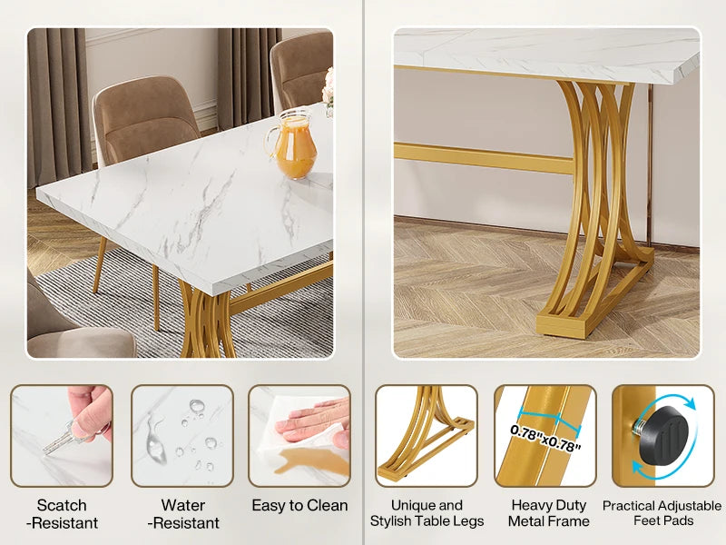 Dining Table with Faux Marble Table Top