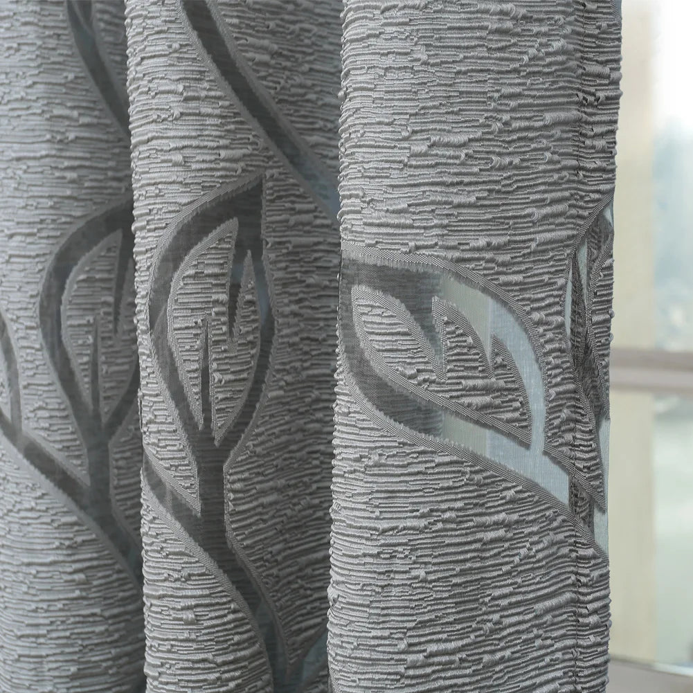 Grey Jacquard Curtains 1PC