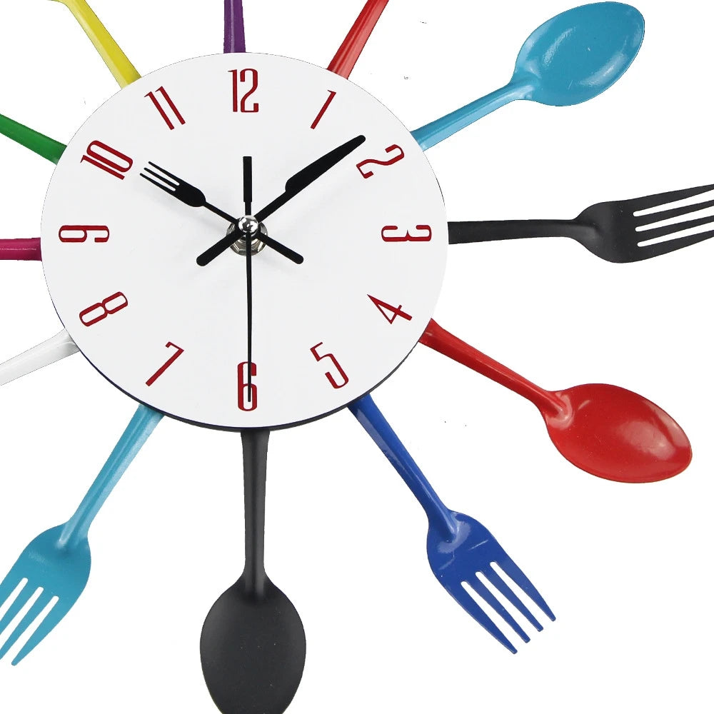 Kitchen Wall Clock Spoon Fork