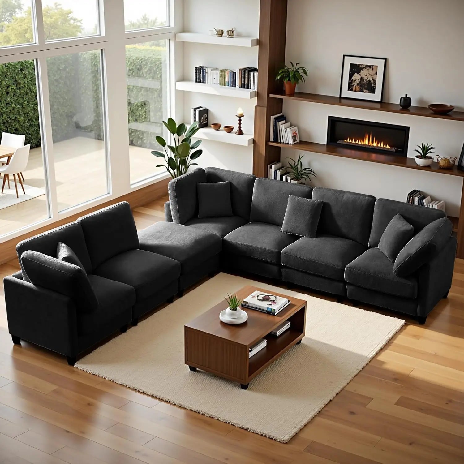 121" 7-Seater Modular Sectional Sofa Chenille