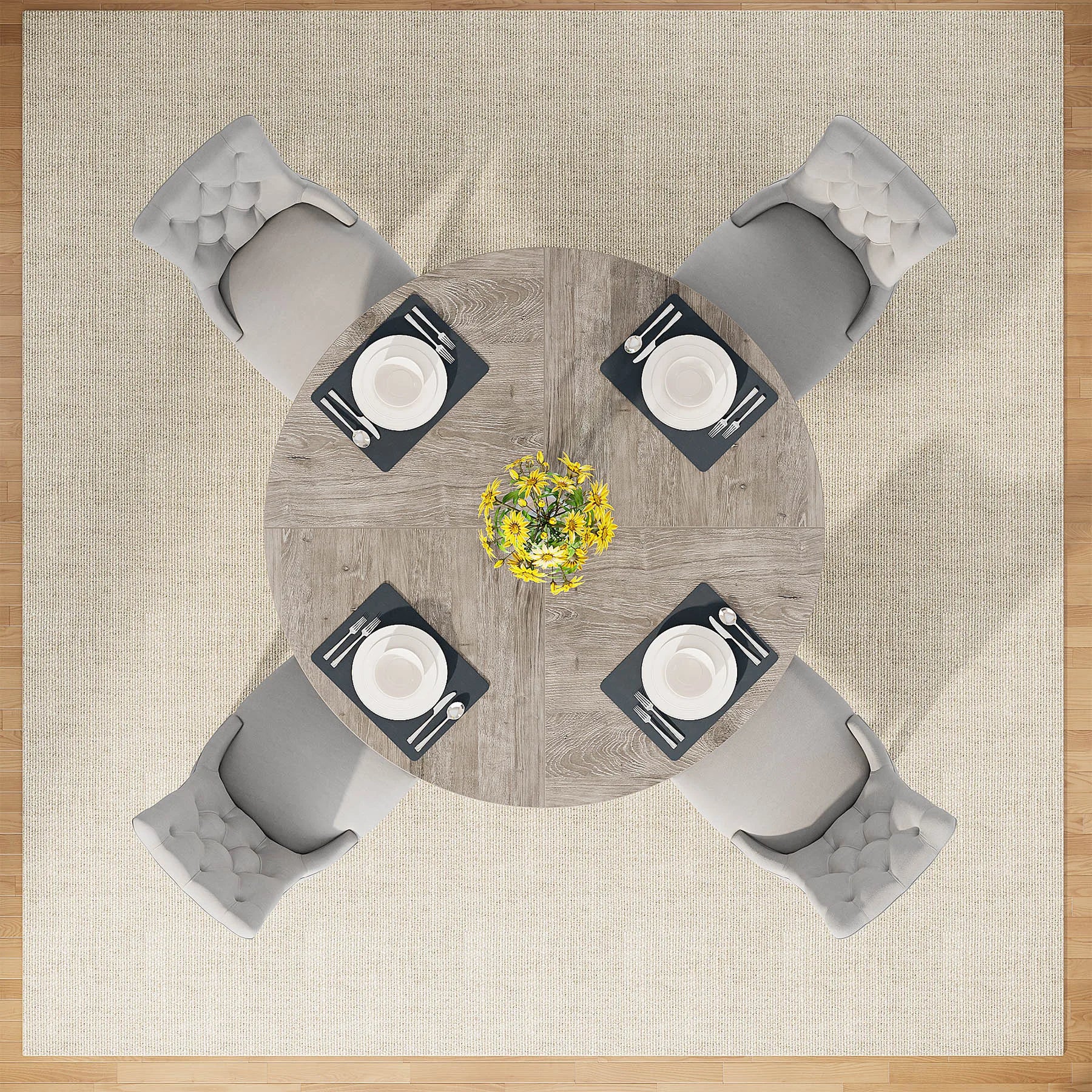 Round Dining Table for 4,