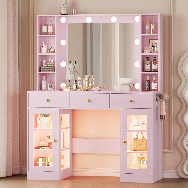 Makeup Vanity Desk with Mirror and Lights