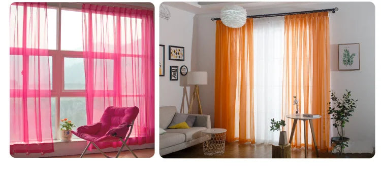 Solid Color Voile Sheer Tulle Curtains