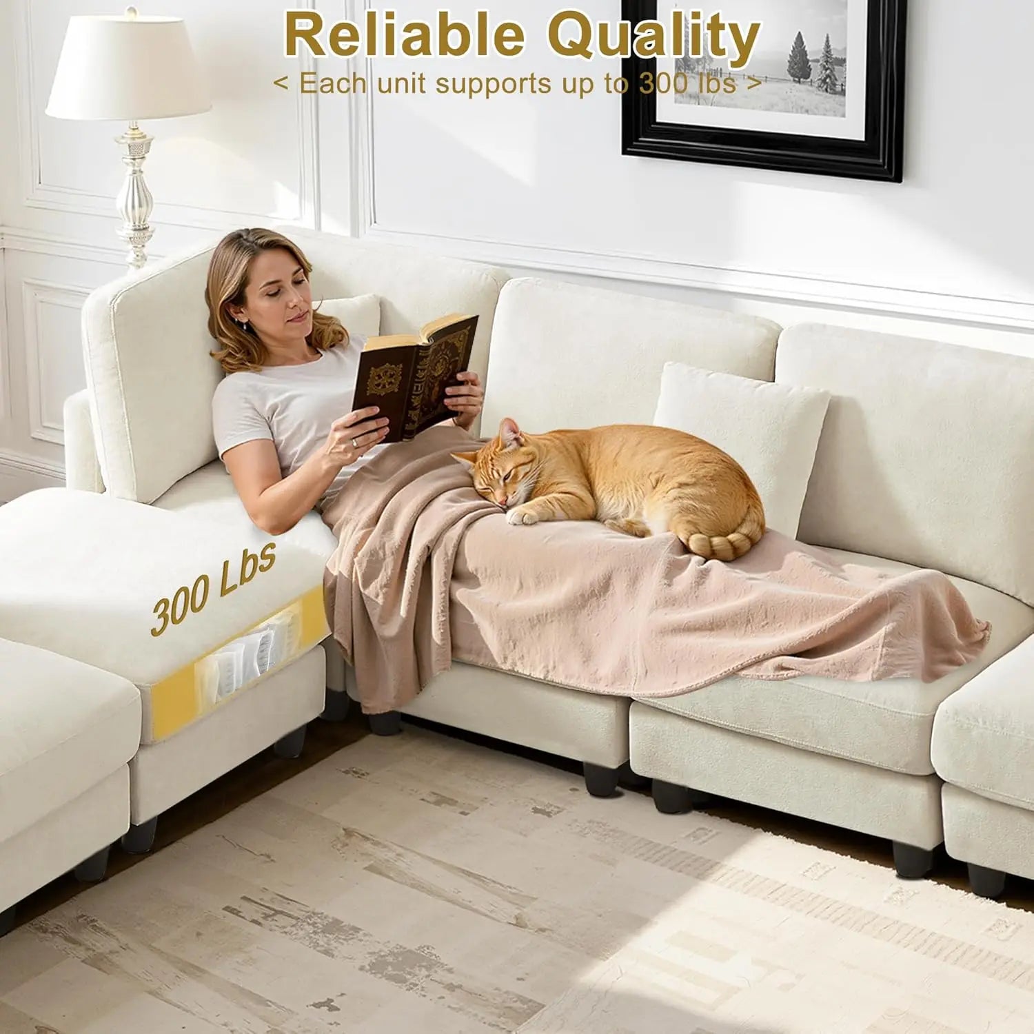 121" 7-Seater Modular Sectional Sofa Chenille