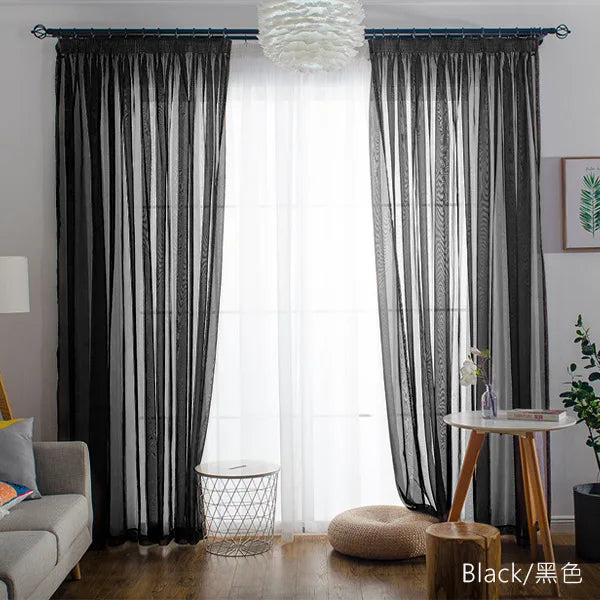Solid Color Voile Sheer Tulle Curtains