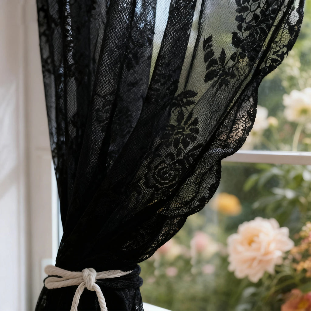 2 Panels Vintage Lace Long-Romantic Flowers