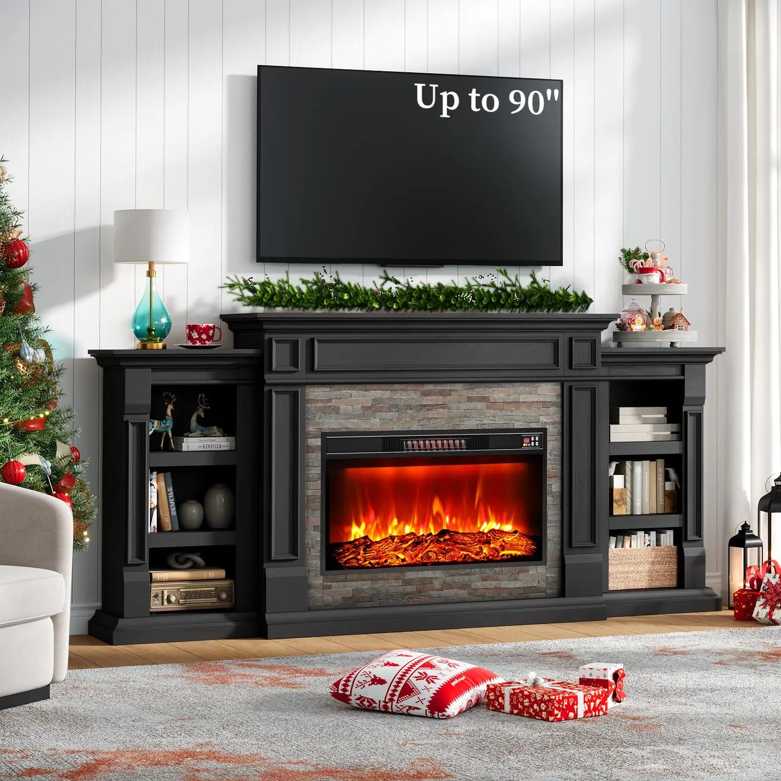 Electric Fireplace with Mantel