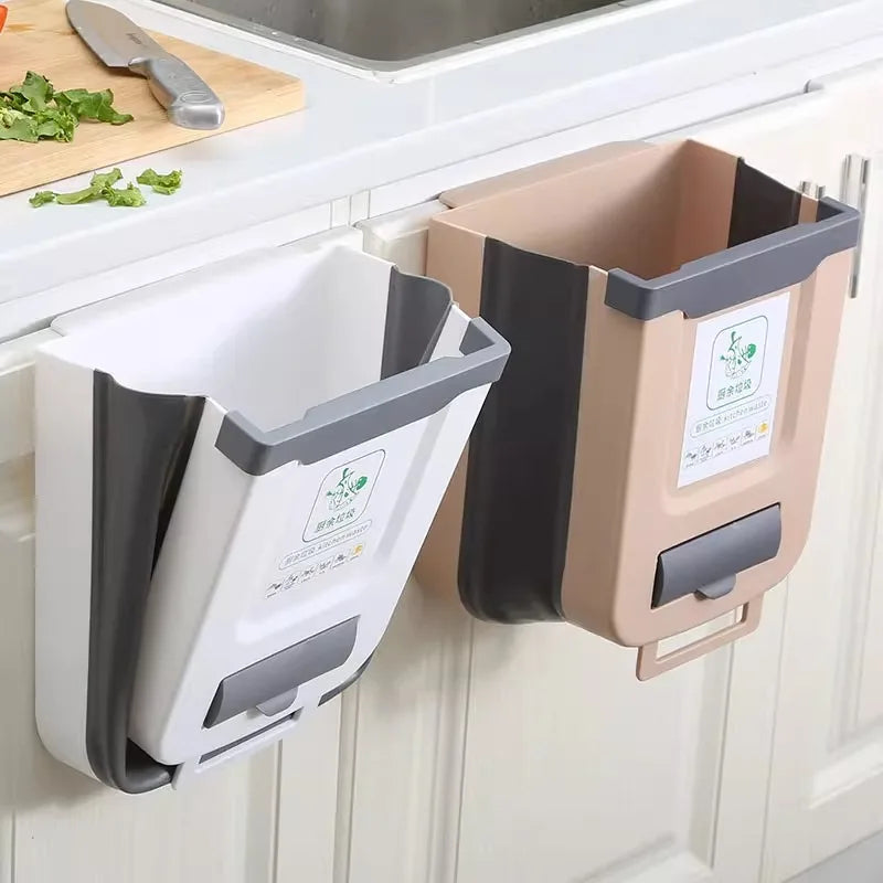 Kitchen Folding Trash Can Cabinet Door Mounted