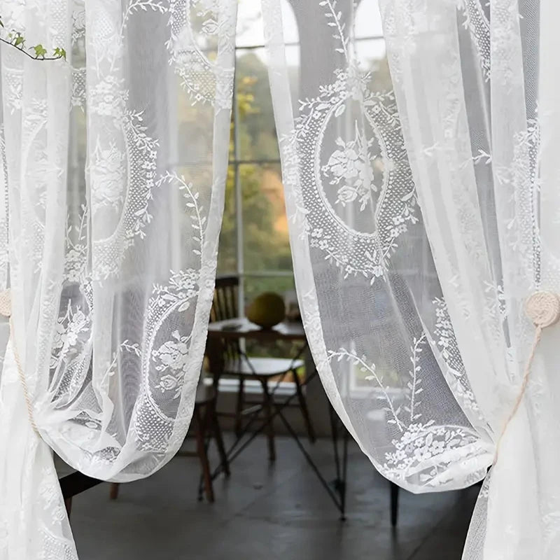 Classic Embroidered Woven Lace Window Sheer