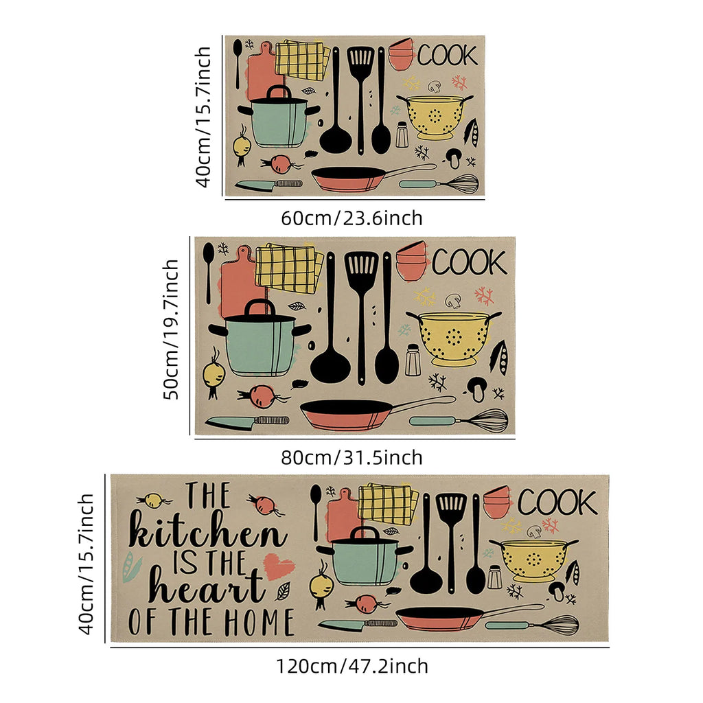 knife and fork kitchen waterproof door mat