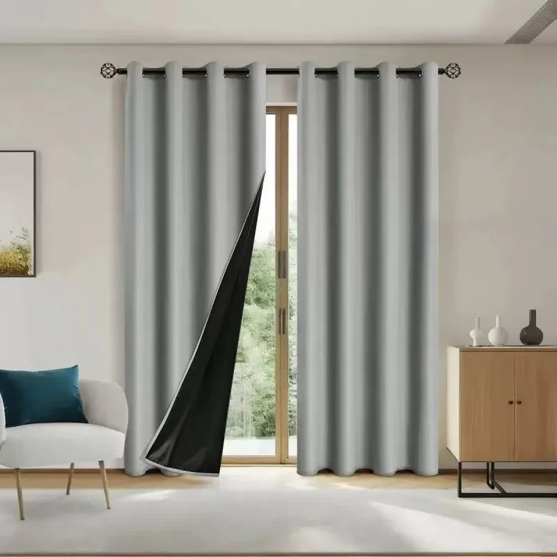1pc Solid Blackout Curtains with Grommets