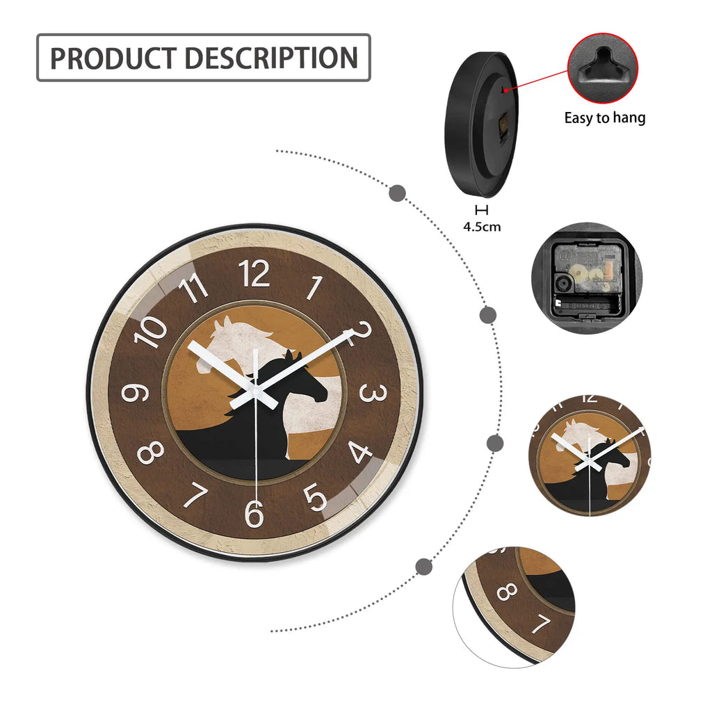 1 Brown Wall Clock, 8-12inch Round Silent
